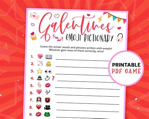 Galentines Day Emoji Pictionary Valentines Party Games Etsy
