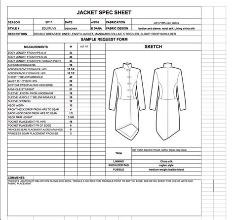 Jacket Spec Sheet On Fit Portfolios