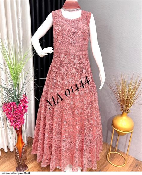 Net Embroidery Gown 01444