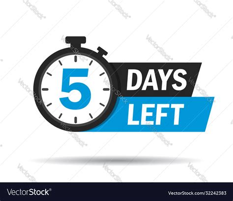 5 Days Left Label With Countdown For Promo Design Vector Image