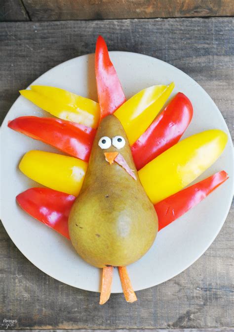 Since a number of varieties are in season this time of year and at peak deliciousness, they make perfect thanksgiving snacks for kids. Fruit and Veggie Turkey: Kid-Friendly Thanksgiving Snack