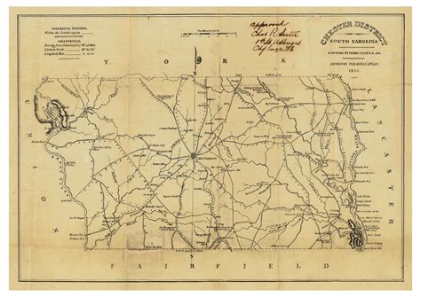 Chester District 1825 South Carolina Old Map Reprint Mills Atlas