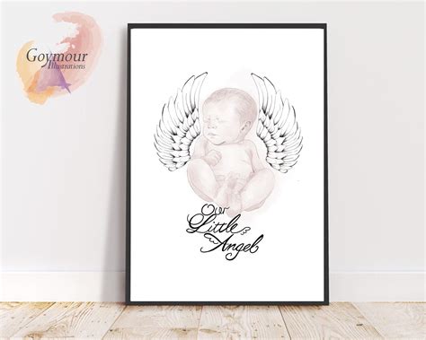 Twin Baby In Heaven Illustration Art Print Angel Baby Etsy Ireland