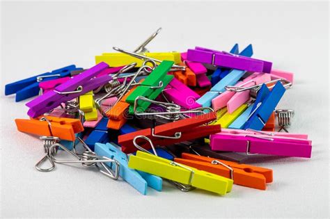 Pile Of Multi Colored Clothespins Ready For Use Stock Image Image Of