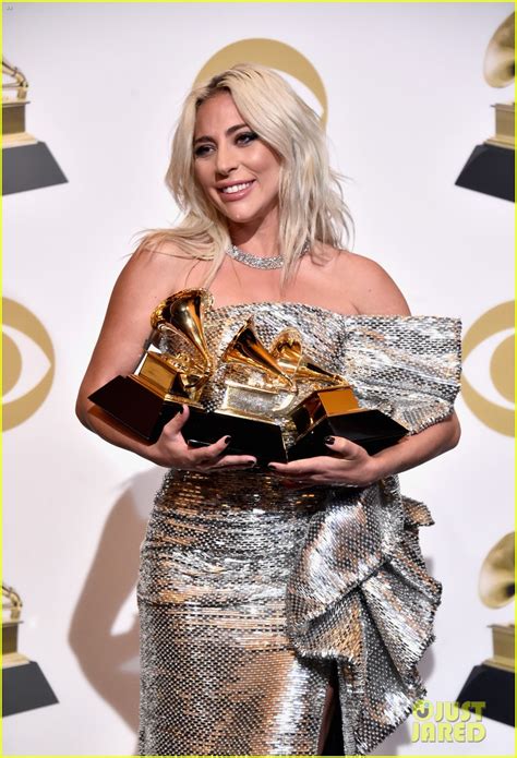 Lady Gaga Poses With Her Three Grammys In The Press Room Photo 4237026