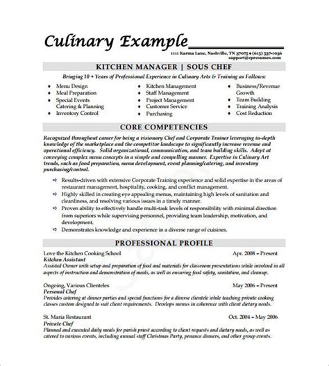 Chef Resume Templates 13 Free Printable Word And Pdf Formats