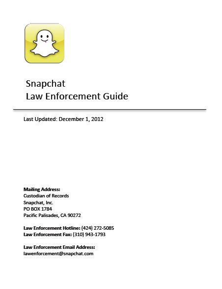 Snapchat Law Enforcement Guide Public Intelligence