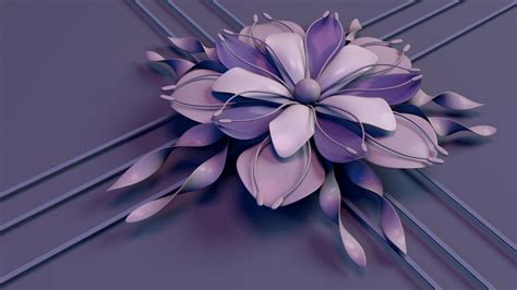 Abstract Flower Beautiful Purple 3d Flower