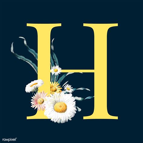 Huge collection, amazing choice, 100+ million high quality, affordable rf and rm images. Yellow letter H decorated with hand drawn mums flowers ...