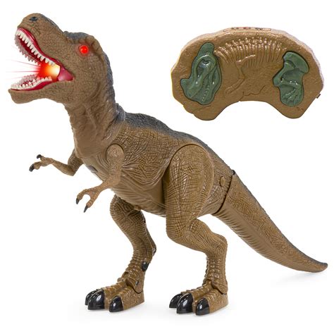 Bcp 21in Kids Rc T Rex Walking Dinosaur Toy W Lights Sounds Brown