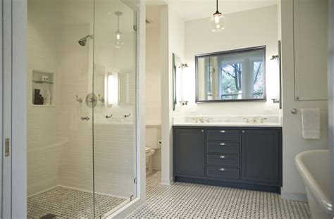 Charcoal grey is a perfect color for designing a modern bathroom. Charcoal Gray Vanity - Transitional - bathroom - Elizabeth Roberts Design