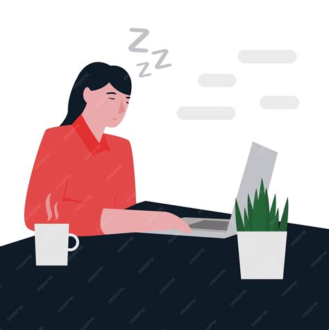 Premium Vector | Falling asleep at work, dozing off while working