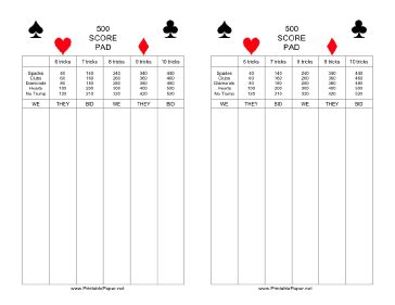 How do you customize yahtzee games? Printable 500 Score Pad | 500 card game, Free printable ...