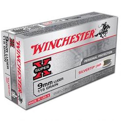 Winchester Super X 9mm Luger Ammunition 50 Rounds Silvertip Hp 115 Grains
