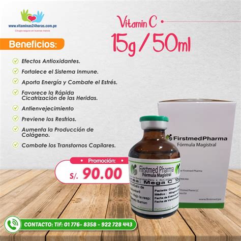 Vitamina C Inyectable 25 G 50 Ml Vitaminas 24 Horas