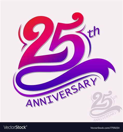 25th Years Anniversary Design Template Celebration Sign Vector