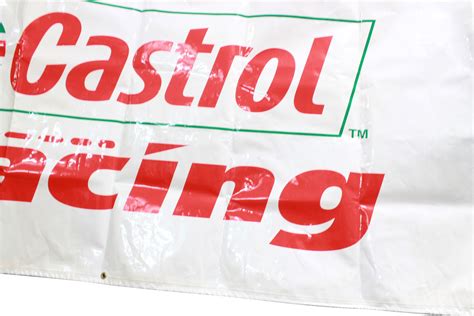 Used Large Plastic Castrol Racing Banner Genuine 89 X 242 Cm Perkins