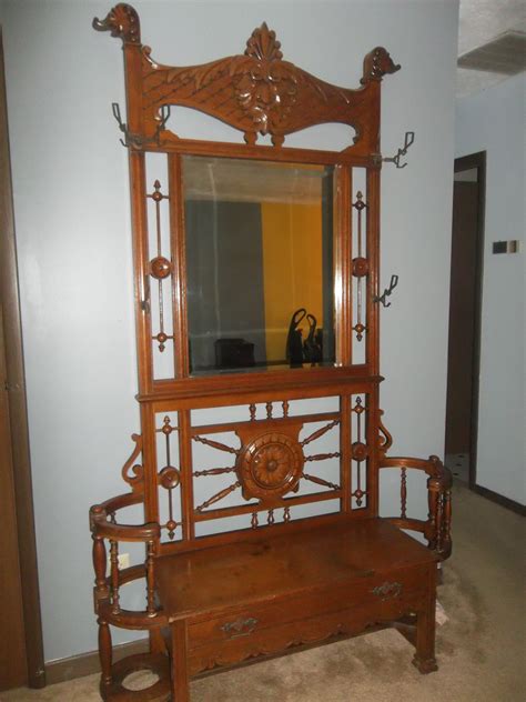 Browse a wide selection of hall tree bench designs on houzz, including designs with hooks and shelves in dozens of colors and styles. antique hall tree | Antique hall tree, Vintage furniture ...