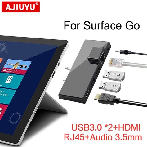 Ajiuyu Usb C Hub For Microsoft Surface Go Usb 30 To Hdmi Rj45 35mm