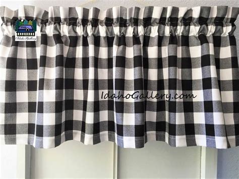Farmhouse checkered gingham tan white 3 piece kitchen curtain set rooster border. Black and White 1 Buffalo Check Gingham Farmhouse | Etsy ...