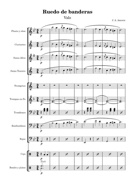 ruedo de banderas vals sheet music for trombone euphonium tuba flute and more instruments