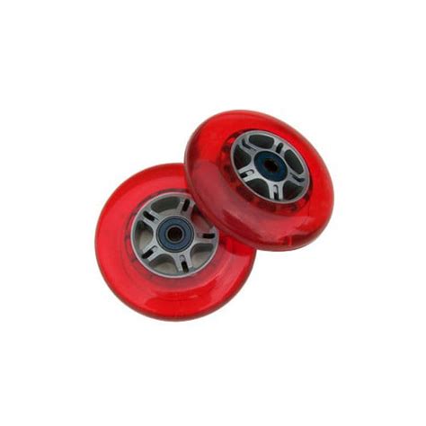 2 Red Wheels Wabec 7 Bearings For Razor Scooters 100mm