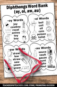 Vowel Diphthongs ou, ow, oi, oy, Phonics Worksheets for 1st, 2nd, 3rd Grade