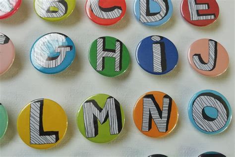 Alphabet Badges Letter Pins Button Badges A To Z Alphabet Etsy