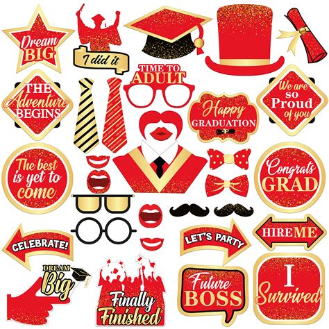 Buy KatchOn, Red Graduation Photo Booth Props 2023 - Pack of 33 | Red