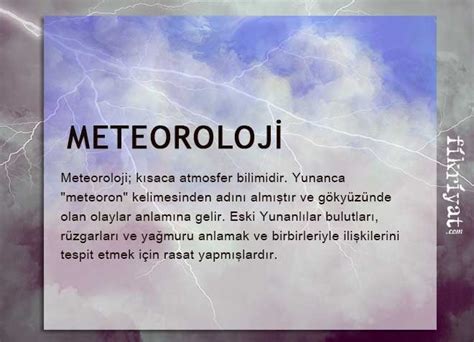 Gibi atmosferde geçen çeşitli olayların toplu adıdır. Meteoroloji nedir, ne işe yarar? Meteoroloji ile ilgili ...