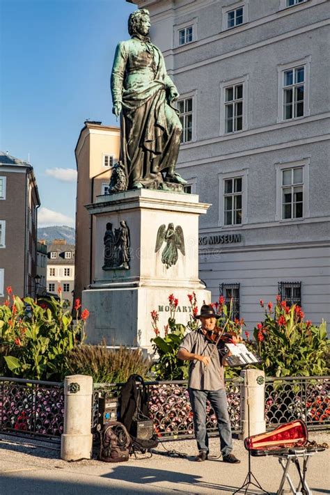 The Statue Of Wolfgang Amadeus Mozart In Salzburg Austria Editorial