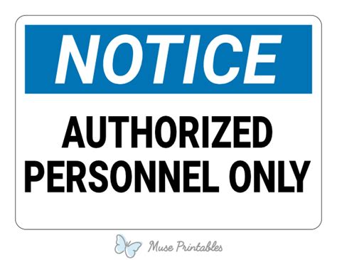 Printable Authorized Personnel Only Notice Sign