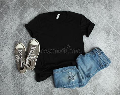 Download Mockup Flat Lay Of White Tee Shirt Stock Photo - Image of ...