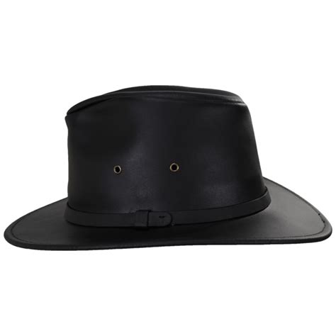 Henschel Leather Safari Fedora Hat Leather Fedoras