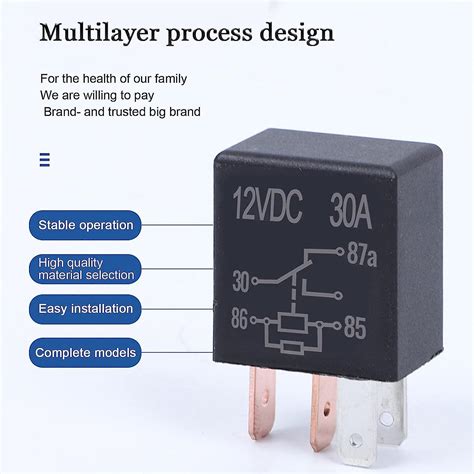 2 Pack Car 5 Pin Relay Switch 12v 30a Waterproof Stable Relay Multi