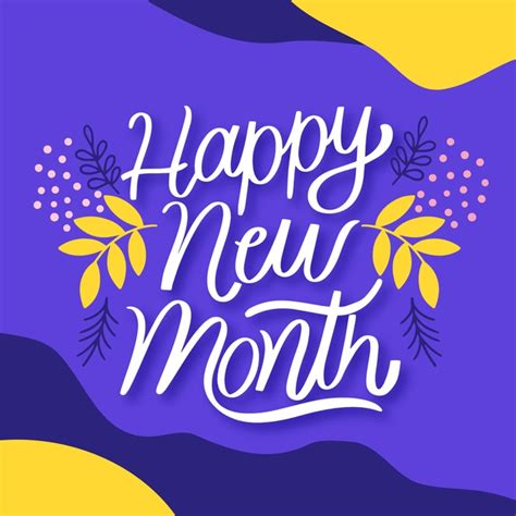 Free Vector | 'happy new month' lettering with hand drawn elements