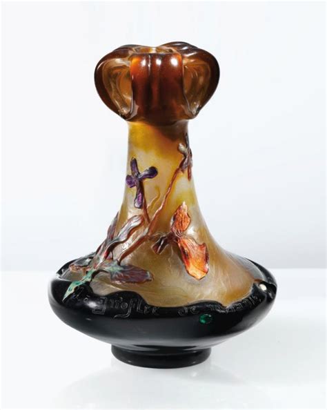 Gallé Vase Parlant La Giroflee De Muraille Philip Chasen Antiques Art Deco Glass Glass