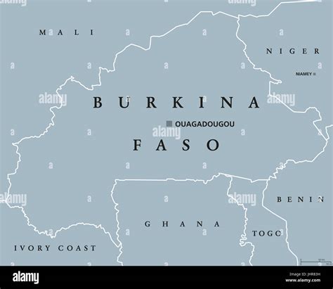 Burkina Faso Politische Karte Mit Hauptstadt Ouagadougou Staat In