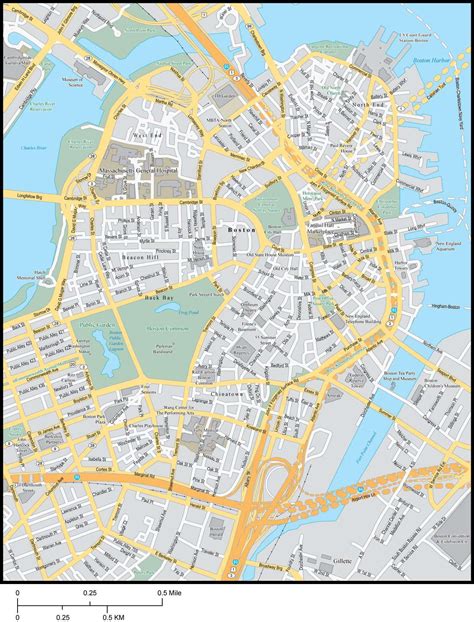 Boston Map Ma Local Street Map In Adobe Illustrator Vector Format