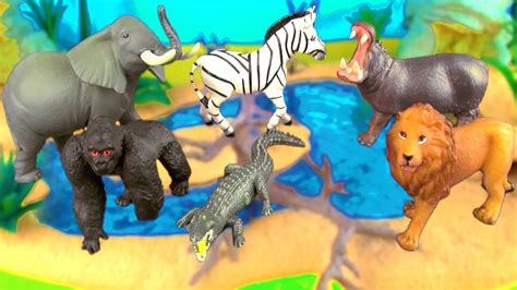 Happy Cute Zoo Animals Wild Animals Lion Zebra Tiger Hippo Learn About Animals In English
