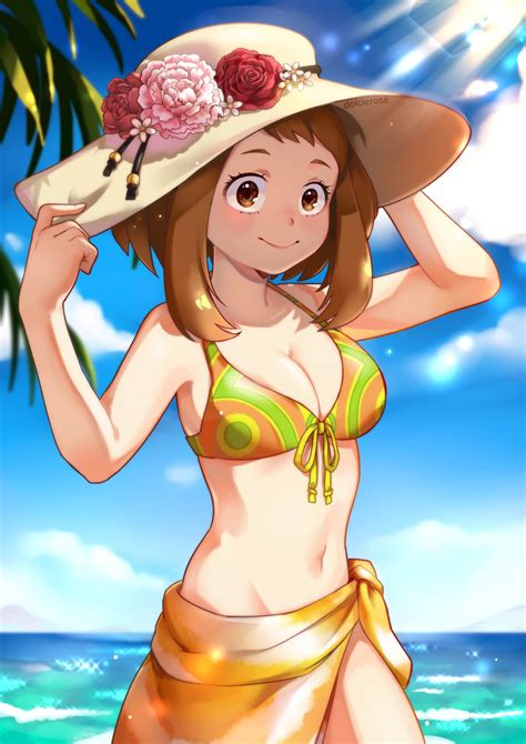 Uraraka Ochako Boku No Hero Academia Highres 1girl Beach Bikini