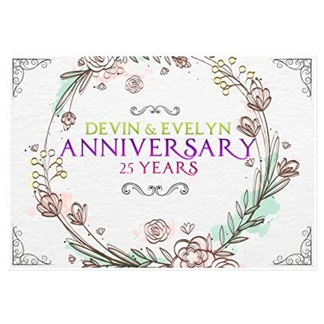 Flower Circle 25th Wedding Anniversary Banner Personalized