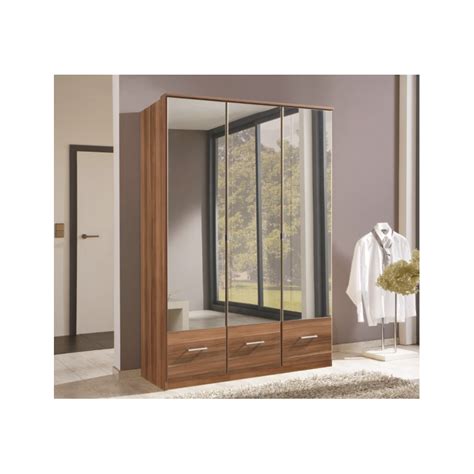 Imagine 3 Door Walnut Mirror Wardrobe - Forever ...