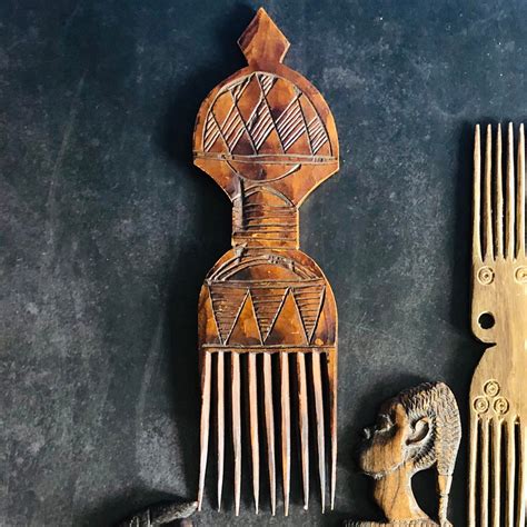 Vintage African Tribal Wood Pic Comb Etsy