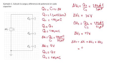Capacitores en serie, cálculo de la carga y la diferencia ...