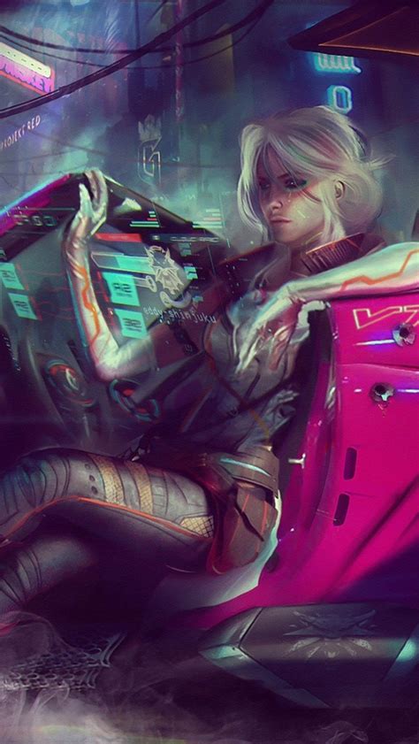 Iphone Wallpaper Cyberpunk 2077 Girl Car Art Picture Cyberpunk