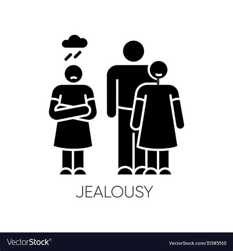 jealousy black glyph icon royalty free vector image