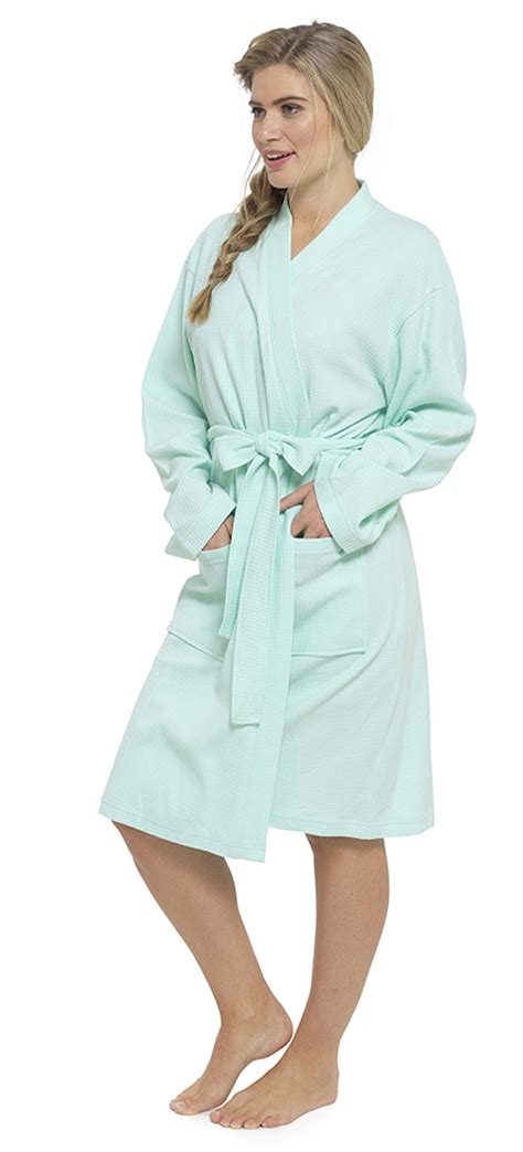 womens 100 cotton waffle bathrobe or stripe dressing gown lightweight housecoat ebay