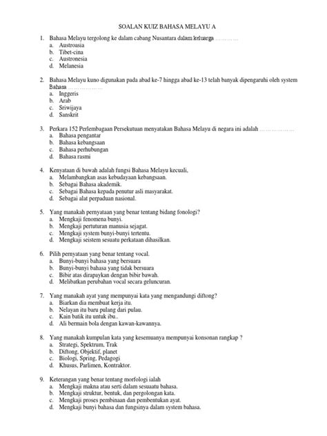 Nurul amira binti mohd saleh. SOALAN KUIZ Bahasa Kebangsaan
