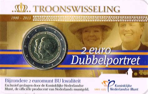 Niederlande 2 Euro Münze Thronwechsel Doppelportrait Beatrix Und